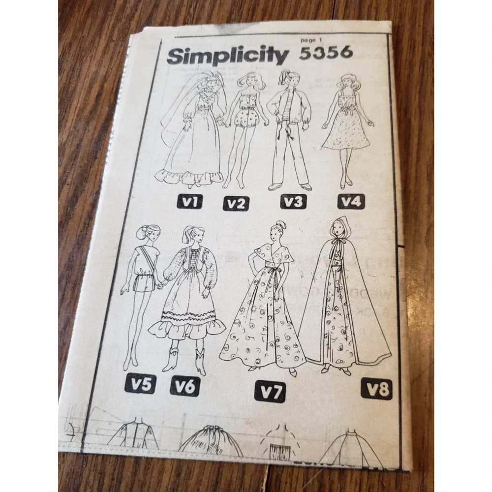 Simplicity 5356 Fashion Doll Clothes Vintage Sewing Pattern Uncut